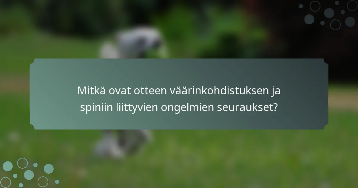 Mitkä ovat otteen väärinkohdistuksen ja spiniin liittyvien ongelmien seuraukset?